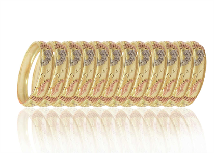 Three Tone Plated Diamond Cut Bangles